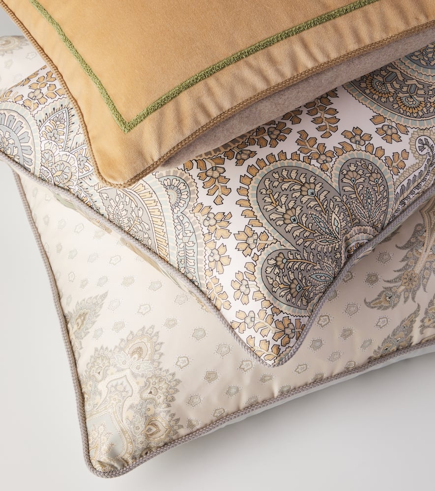 Etro Pegaso Printed Cotton Cushion In Sand