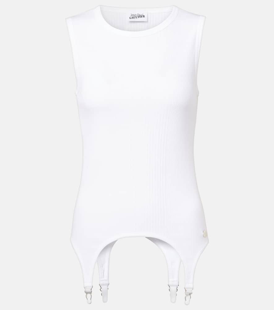 Jean Paul Gaultier Ribbed-knit Cotton Jersey Tank Top In Brown