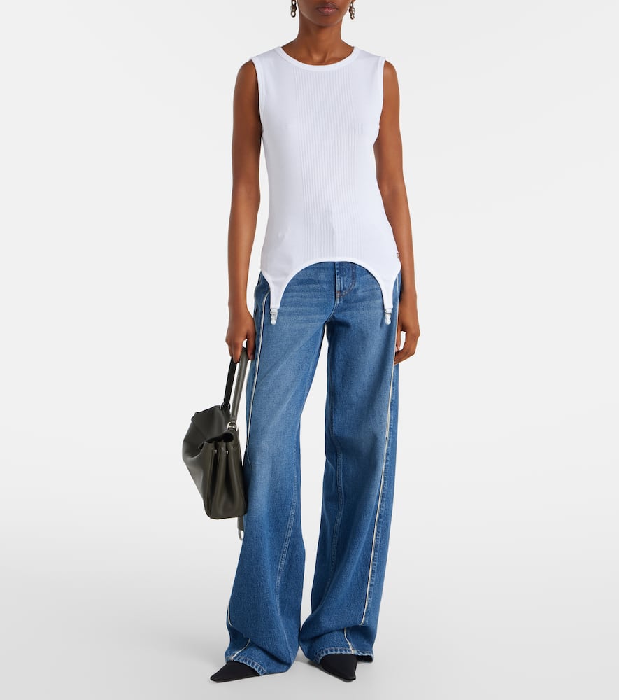 Jean Paul Gaultier Ribbed-knit Cotton Jersey Tank Top In Brown