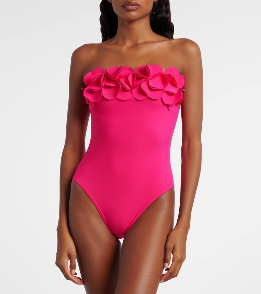 Karla Colletto Tess Floral-appliqué Swimsuit In Pink