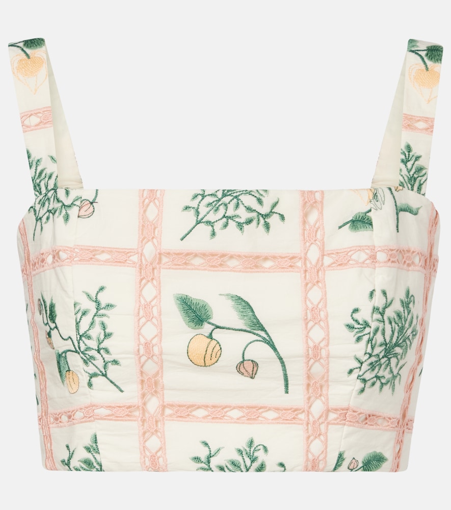 Agua by Agua Bendita Cacao embroidered cotton crop top