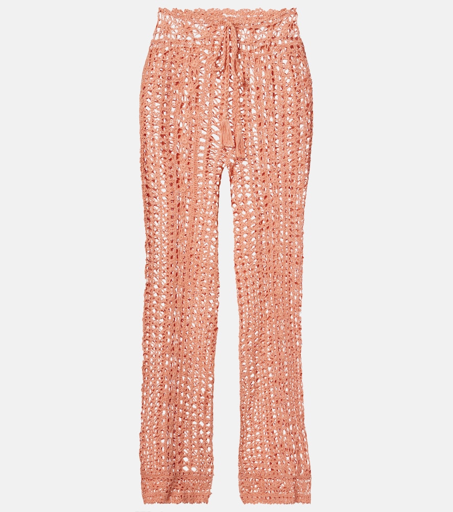 Anna Kosturova Crochet cotton wide-leg pants