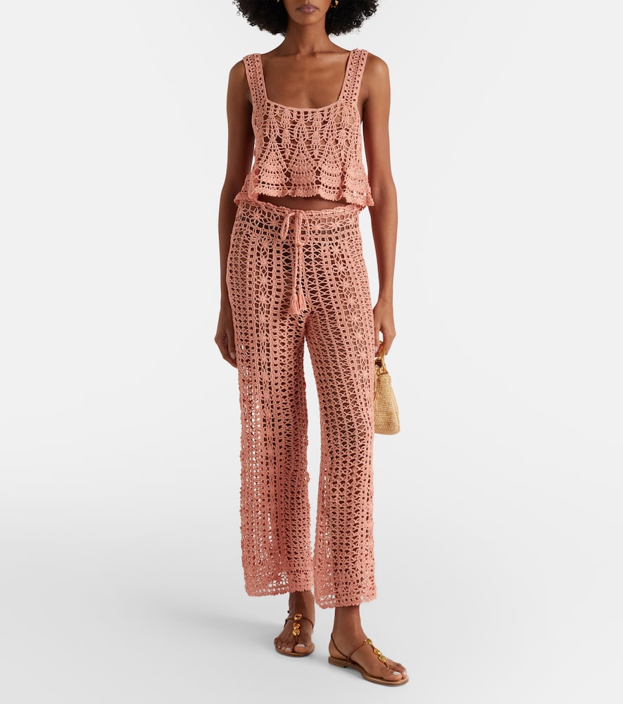 Anna Kosturova Crochet cotton wide-leg pants