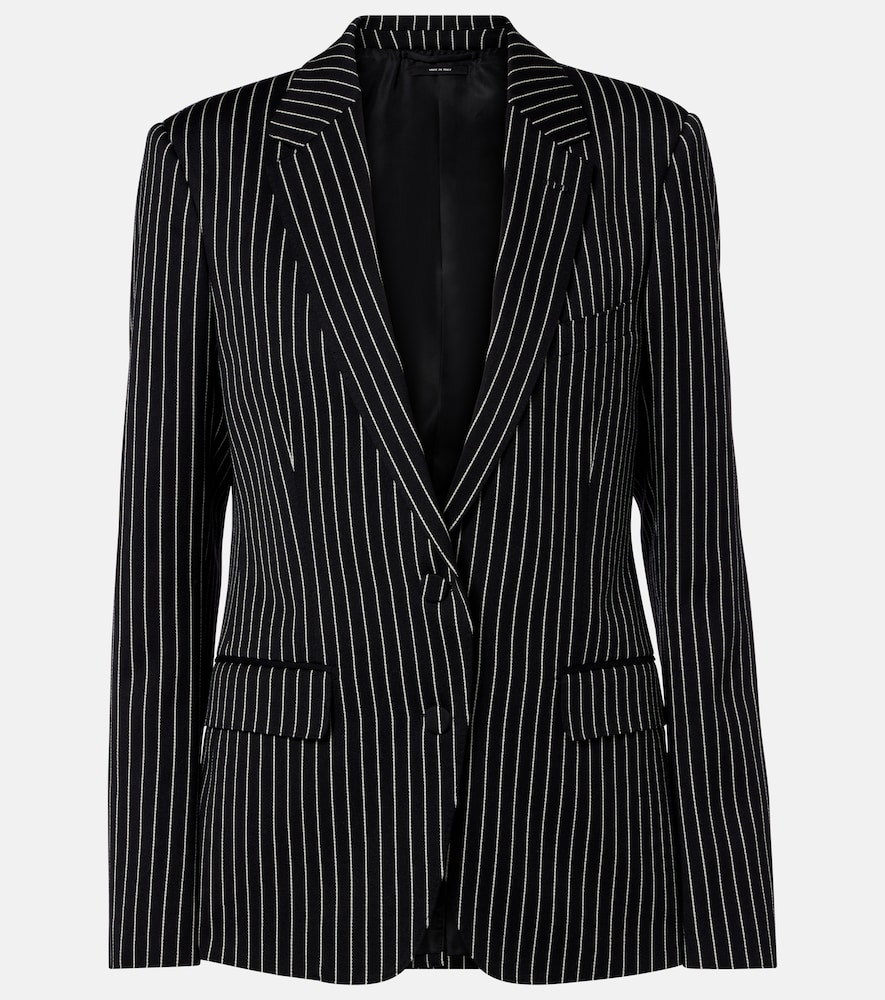 Tom Ford Women's Black Pinstripe Wool And Cotton Blazer UK Size 12 - Mytheresa
