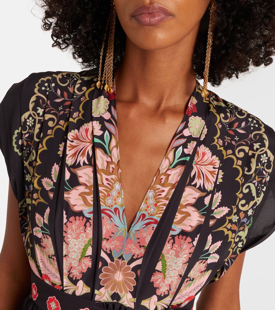 La Doublej Accordion Printed Plissé Maxi Dress In Black