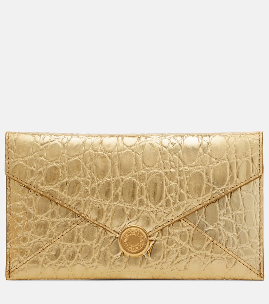Dries Van Noten Dries Van Noten Embossed metallic leather clutch　Dries Van Noten エンボスメタリックレザークラッチ