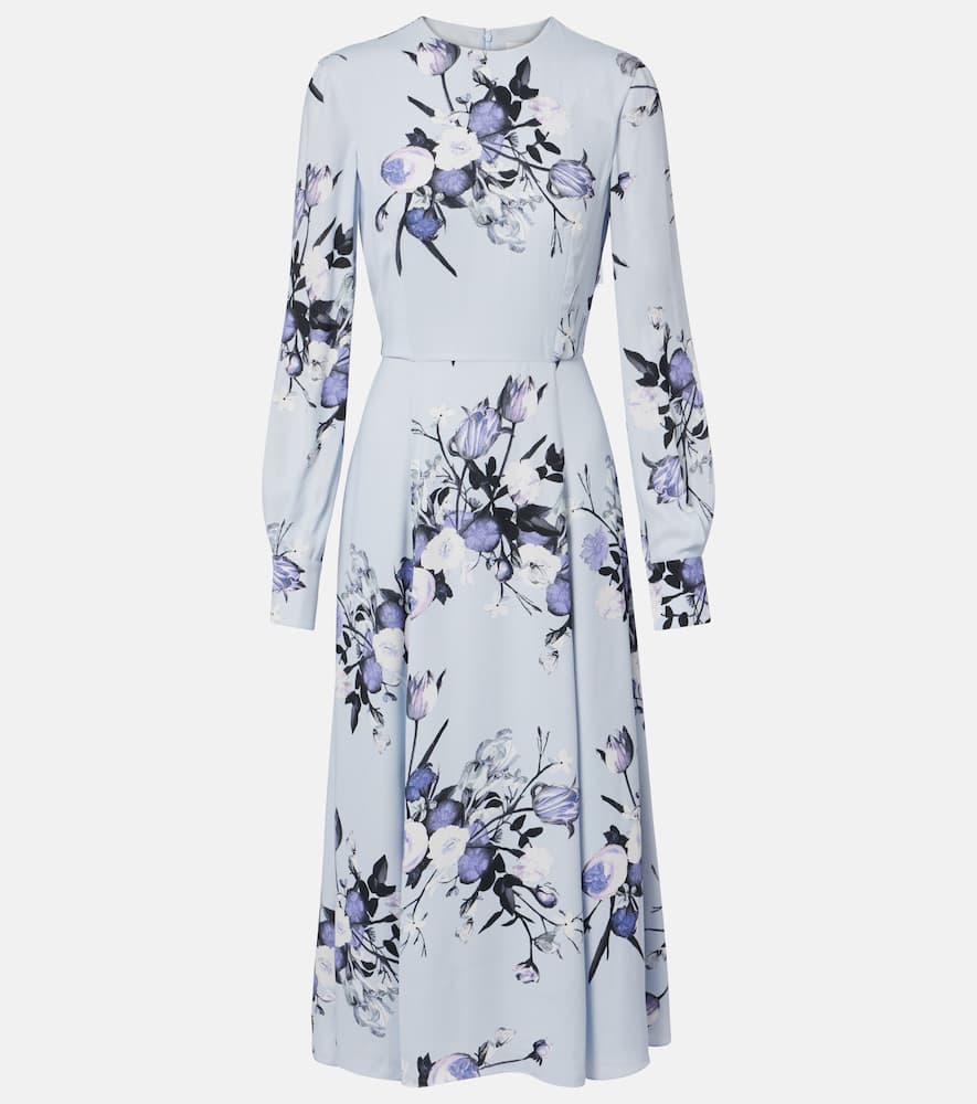 Erdem Floral Midi Dress In Blue