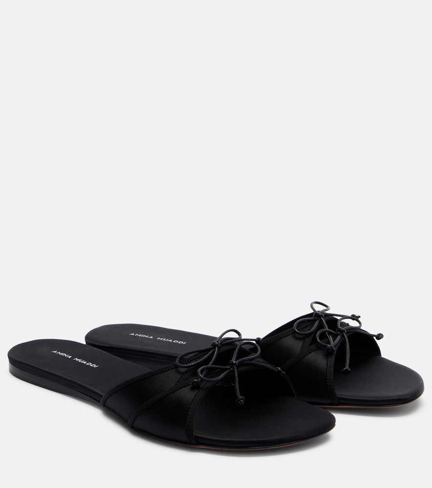 Amina Muaddi Eleonora bow-detail satin sandals