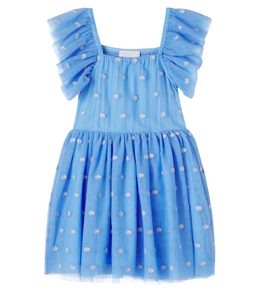 Stella Mccartney Kids Blue Embroidered Tulle Dress Y Size 10 - Mytheresa