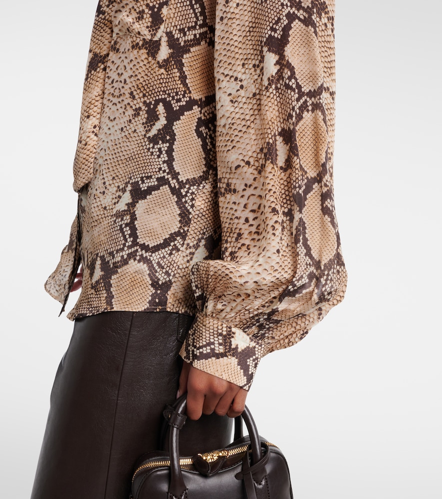  7 For All Mankind 7 For All Mankind Snake-print Tie-neck Blouse 