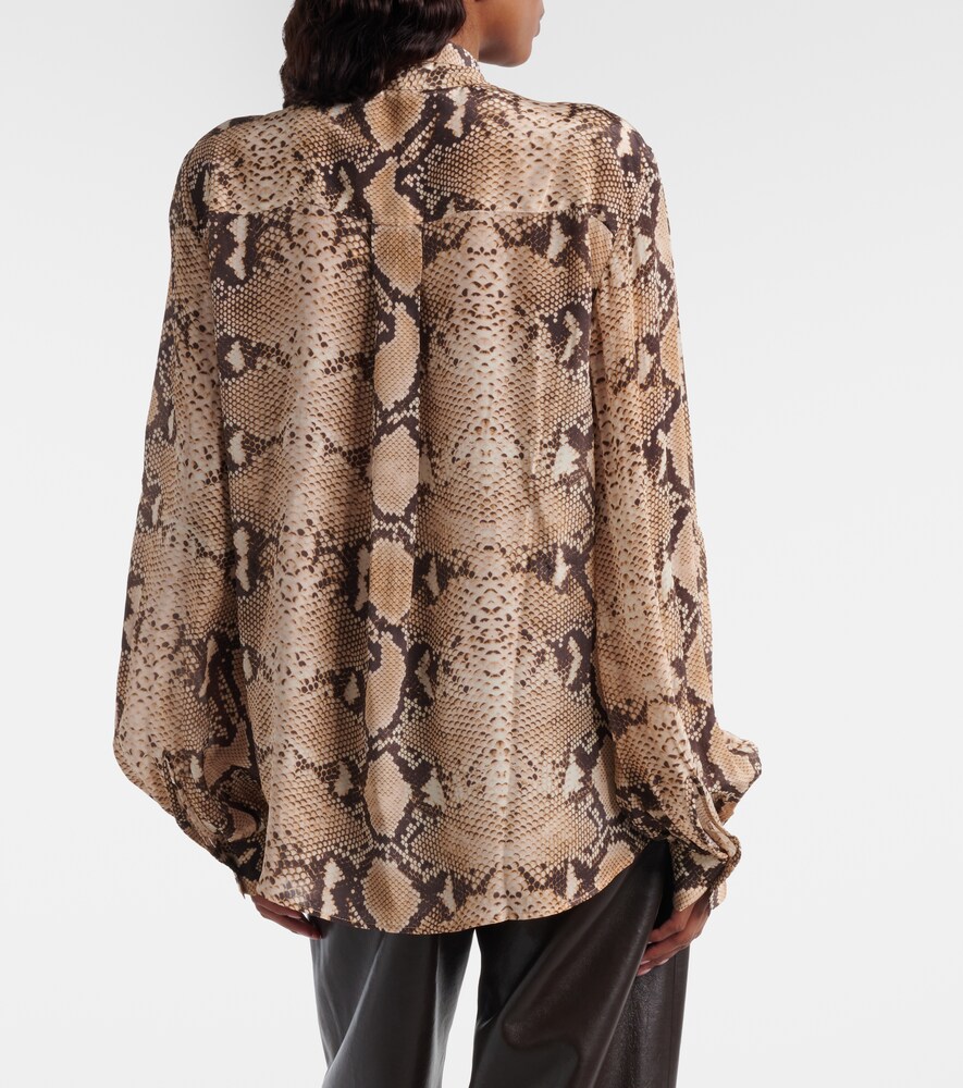  7 For All Mankind 7 For All Mankind Snake-print Tie-neck Blouse 