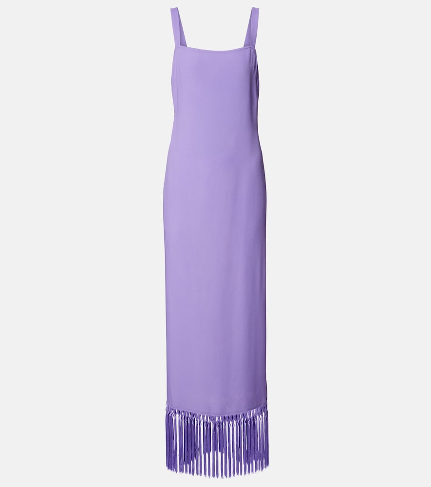 Taller Marmo Women's Purple Palermo Fringed Crepe Cady Midi Dress Uk Size 8