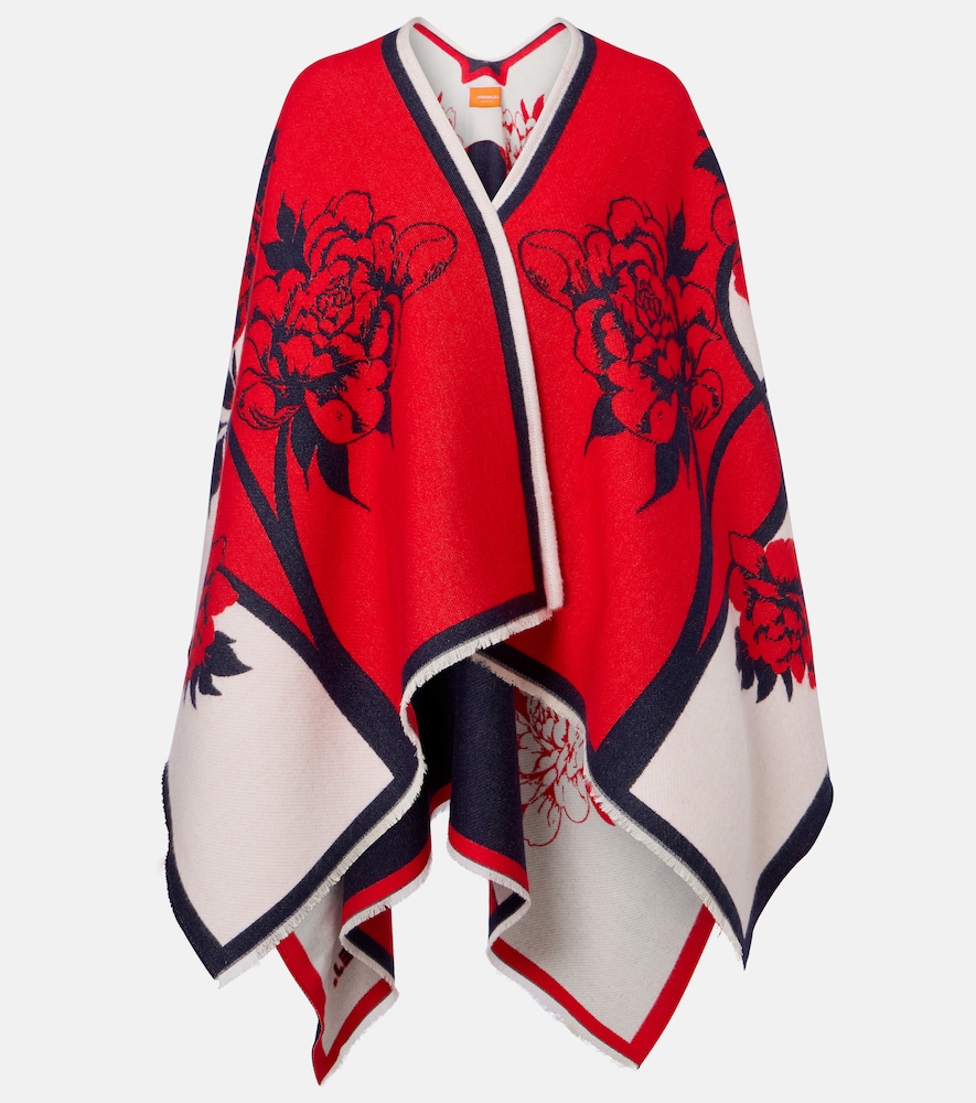 La Doublej Women's Red Soul Floral Wool And Silk Poncho - Mytheresa