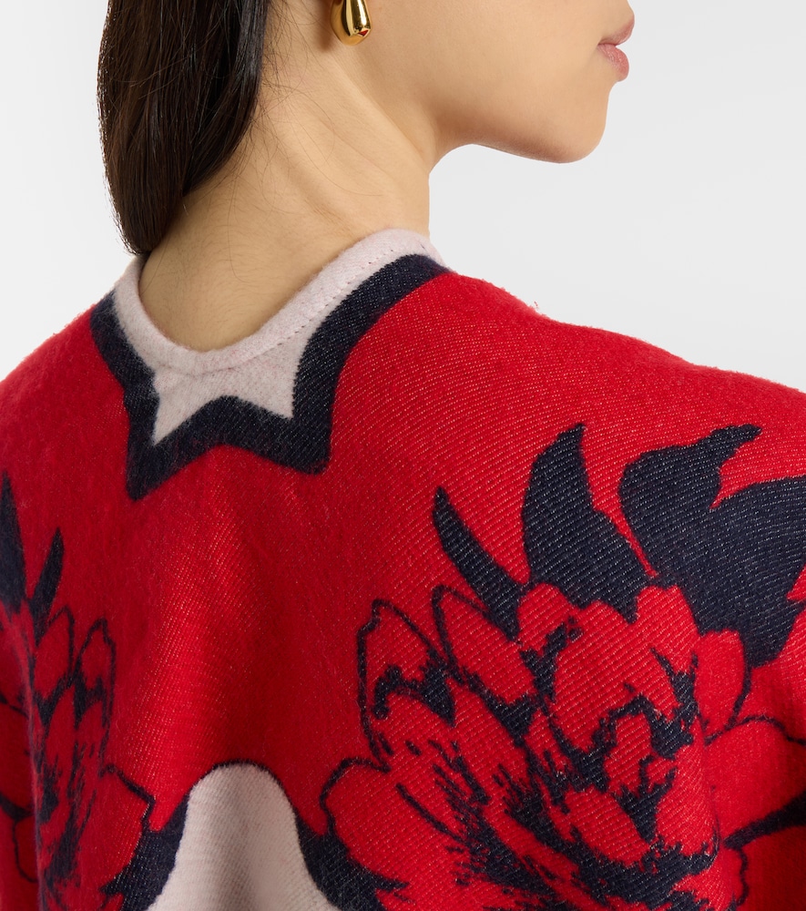  La Doublej La Doublej Soul Floral Wool And Silk Poncho 