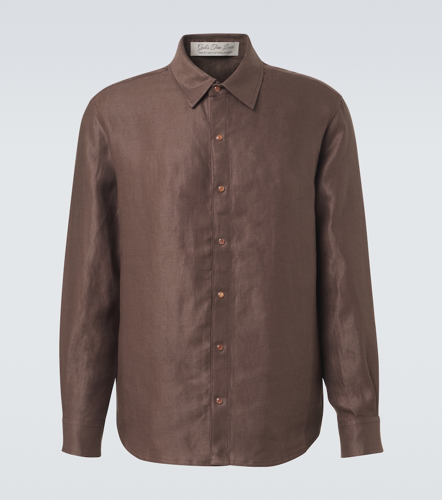 God's True Cashmere Linen shirt with orange sunstone