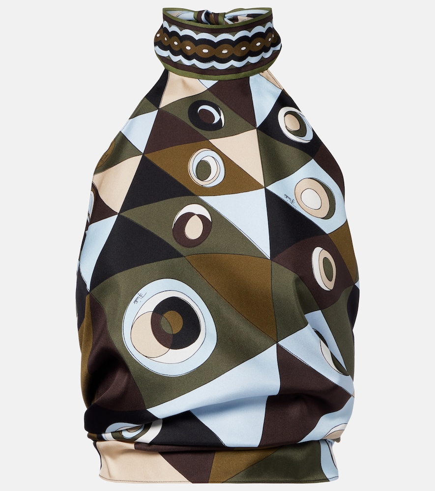 Pucci Occhi halterneck open-back silk twill top