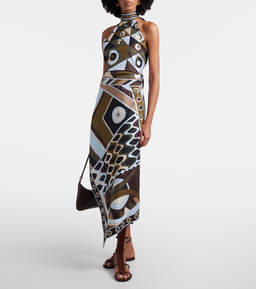 Pucci Occhi halterneck open-back silk twill top
