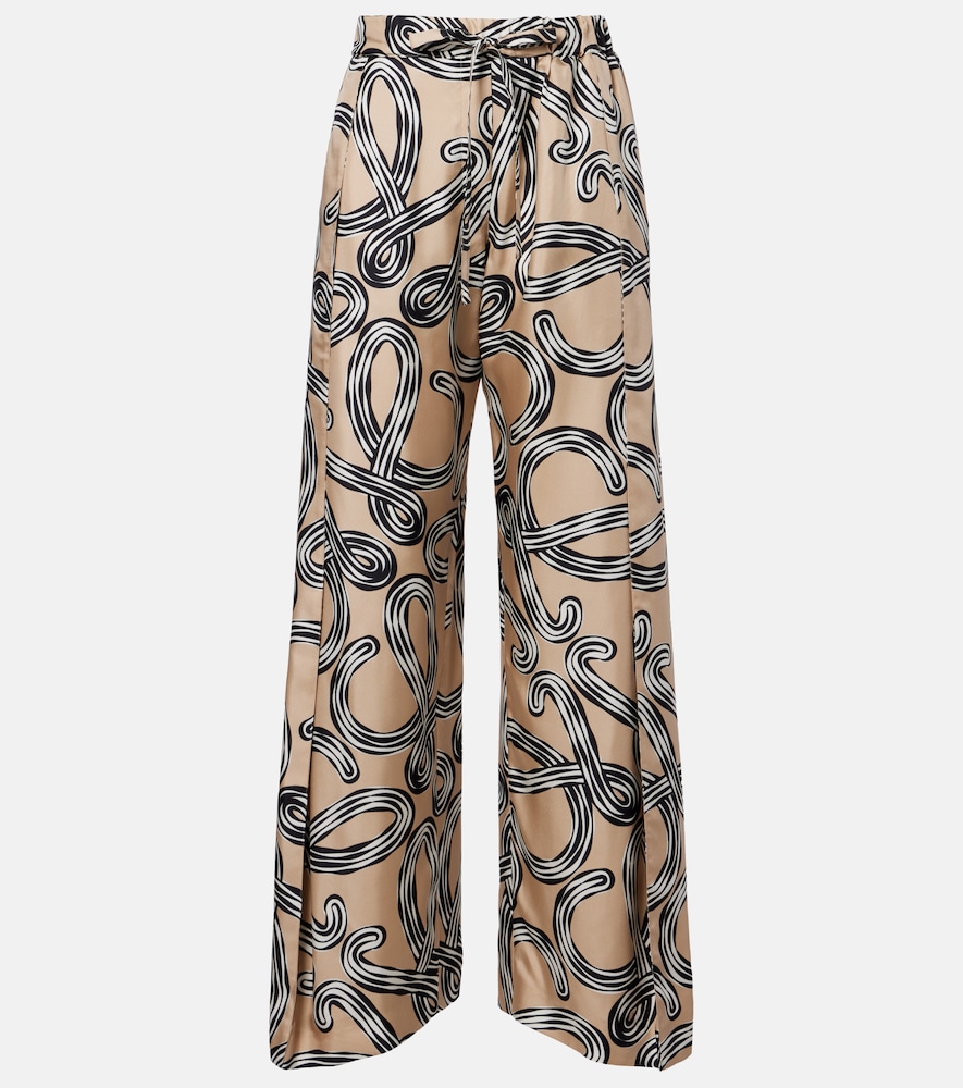 Loewe Paula's Ibiza Anagram silk wide-leg pants