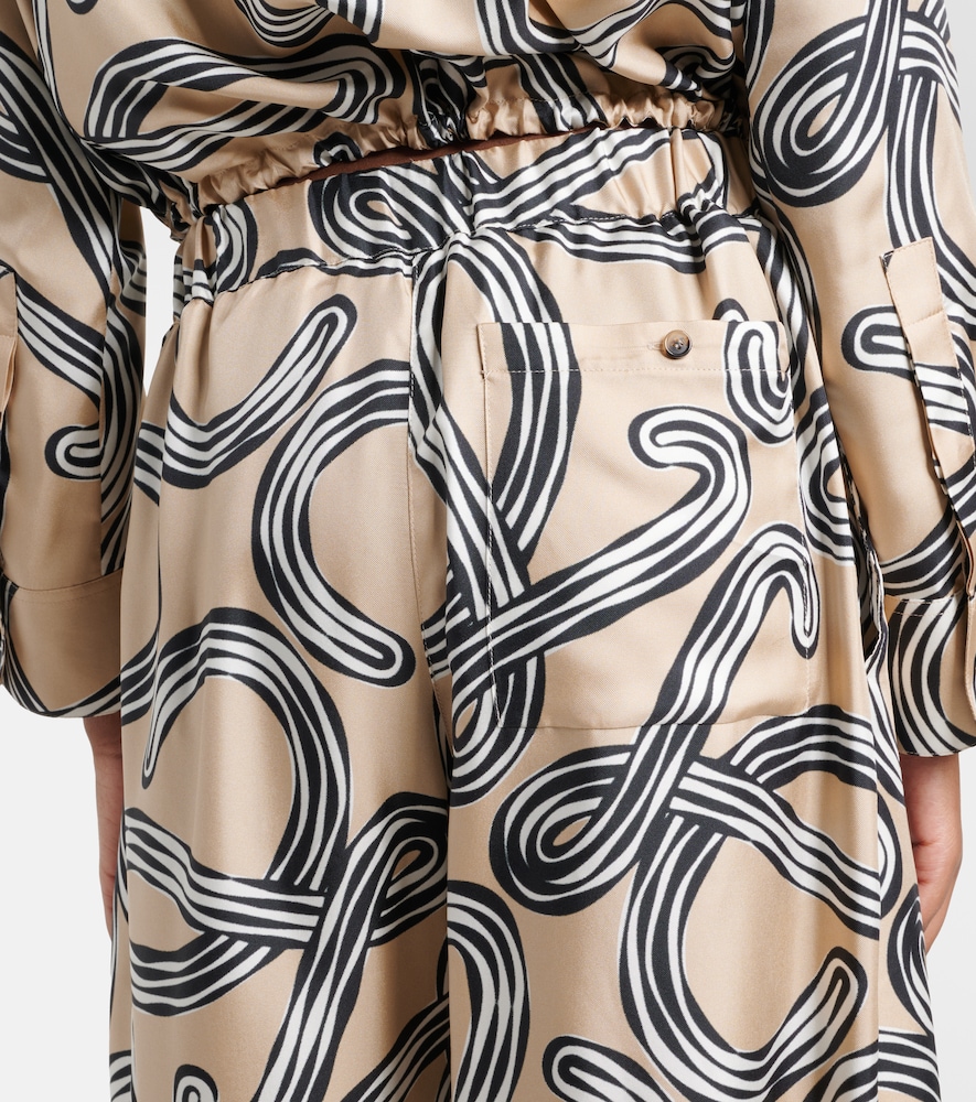  Loewe Loewe Paula's Ibiza Anagram Silk Wide-leg Pants 