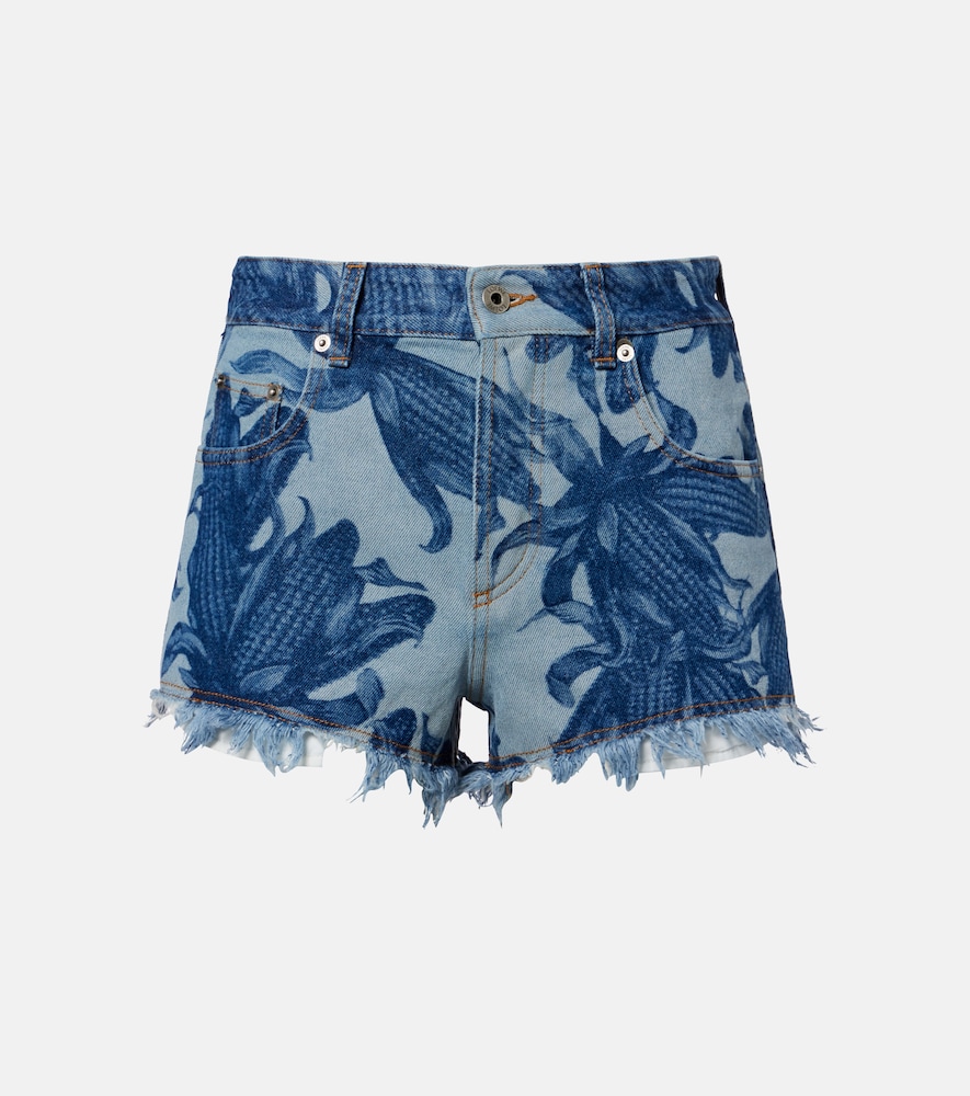 Loewe Paula's Ibiza frayed printed denim shorts