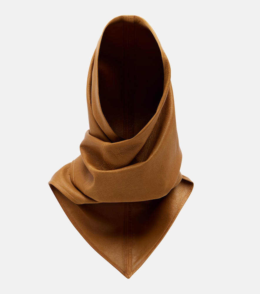 Nour Hammour Draped leather hood | Thumbnail 6
