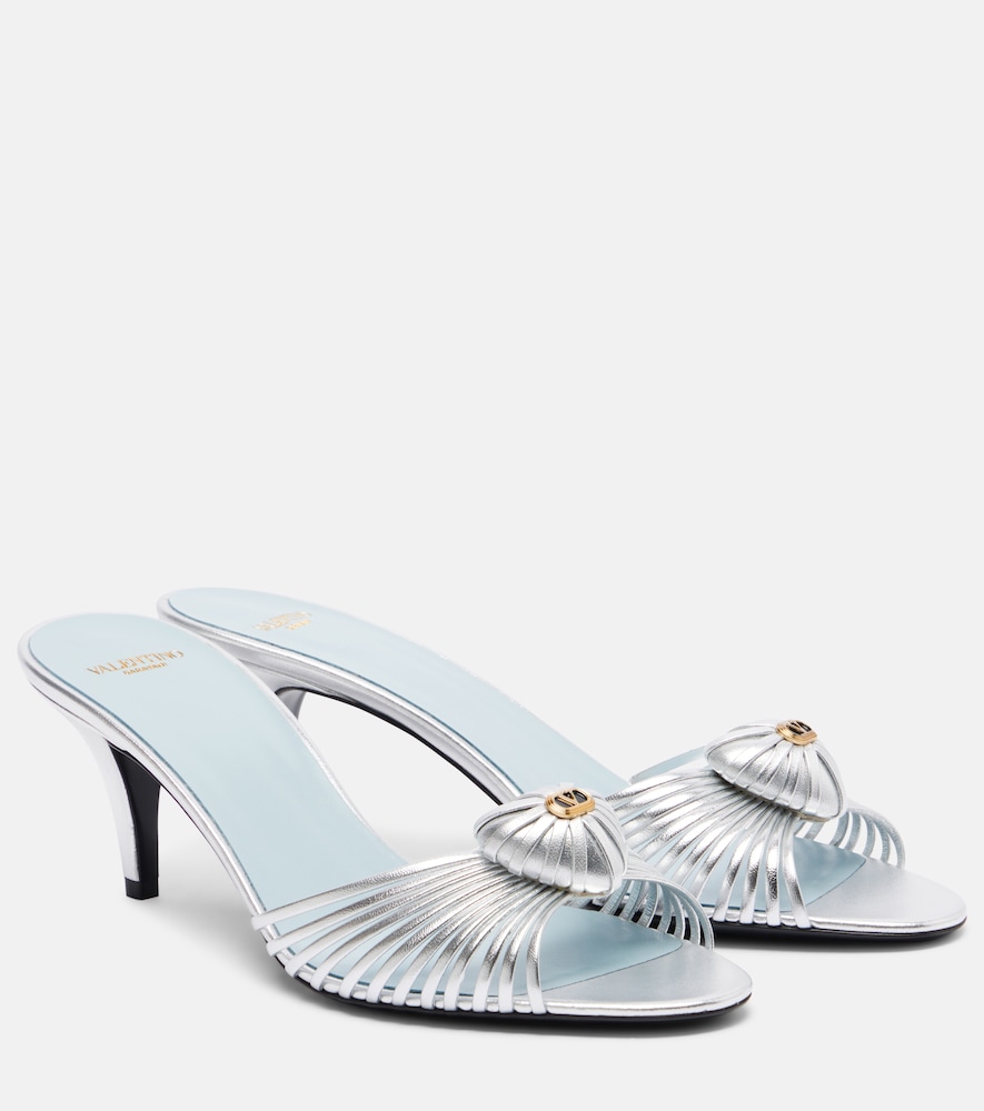 Valentino Garavani Caur Royal metallic leather mules