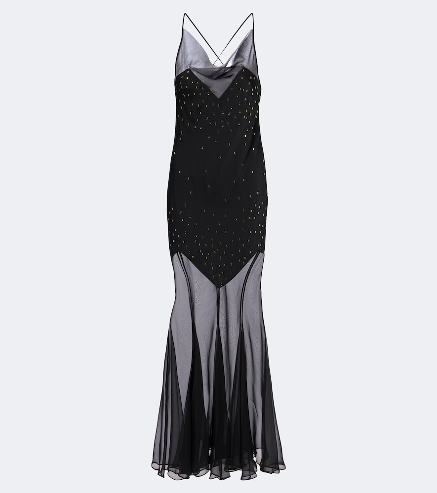 Rabanne Donna Abito Lungo In Chiffon Nero It Taglia 42- Mytheresa