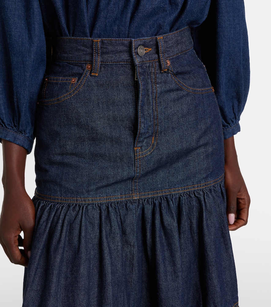 Tiered Denim Maxi Skirt