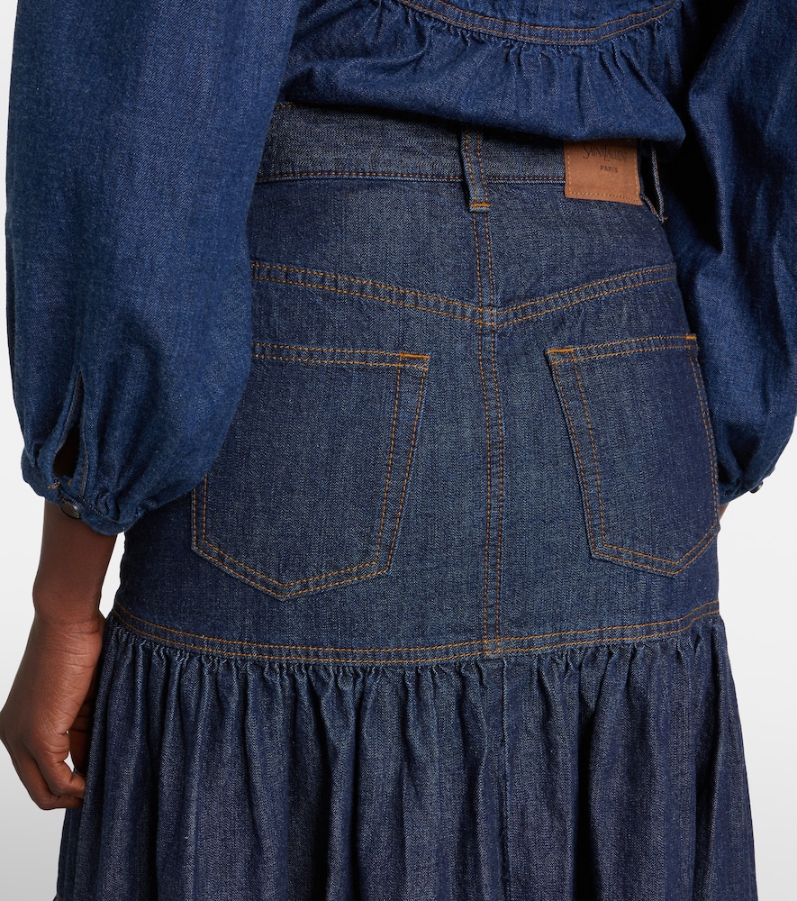 Tiered Denim Maxi Skirt