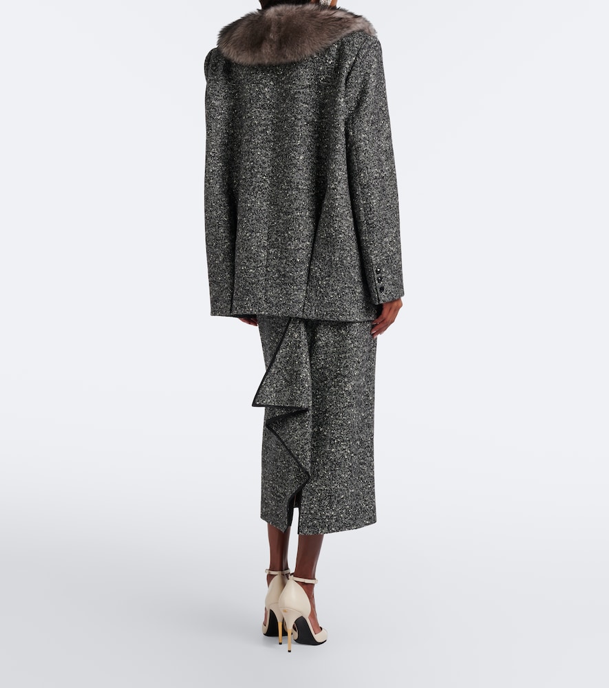 Garavani Chevron Wool-Blend Bouclé Pencil Skirt
