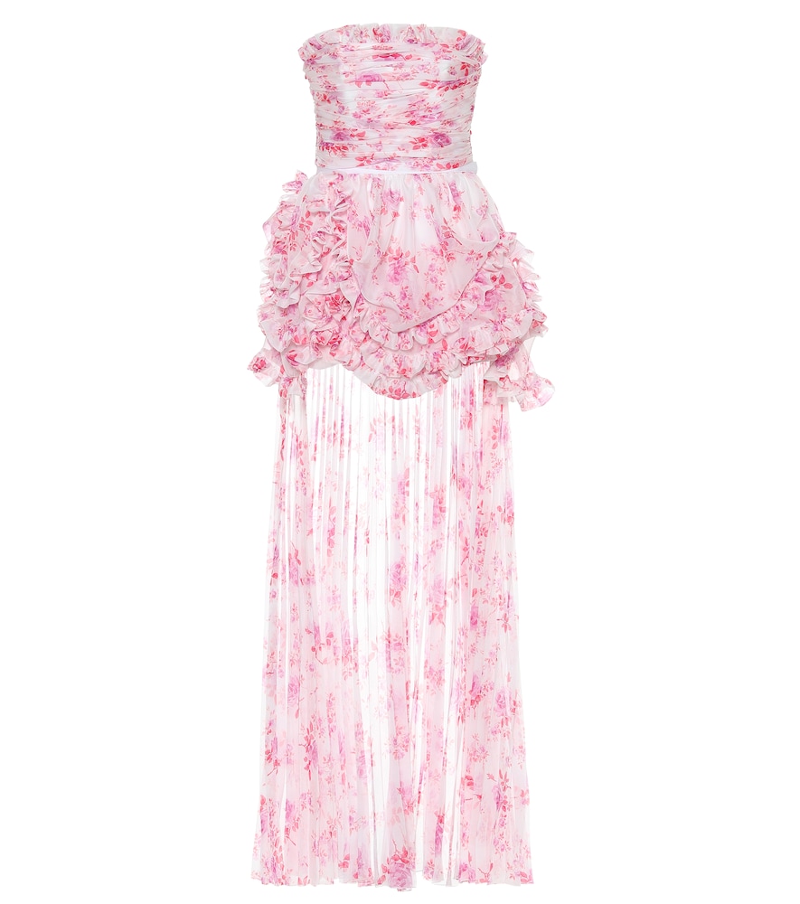 white christmas dresses Blue Floral Mini Dress - Strapless Dresses main image 1
