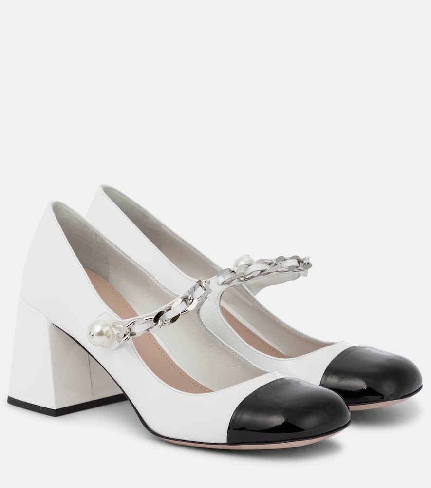 Miu Miu Mary Jane Leather Pumps In White