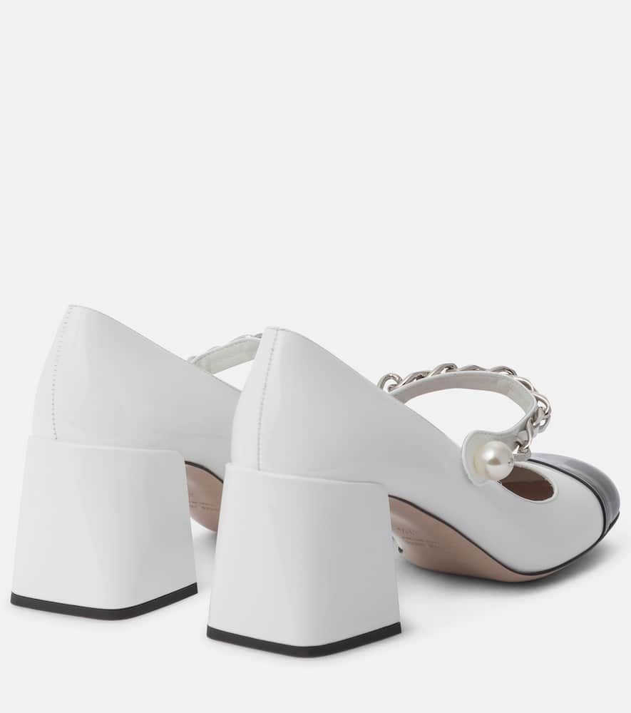 Miu Miu 70mm Square-toe Patent Leather Pumps In White Black