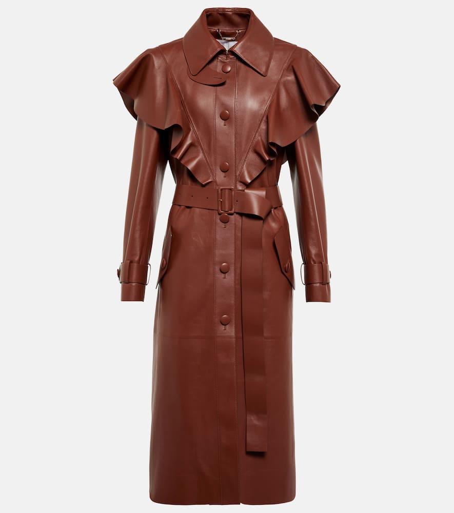 Chloé Ruffle-trimmed leather coat