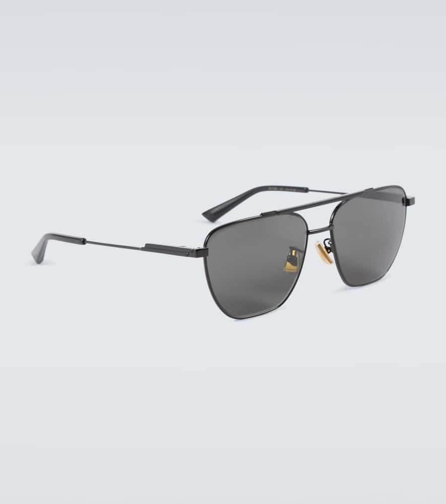 Shop Bottega Veneta Aviator Sunglasses In Black-black-grey