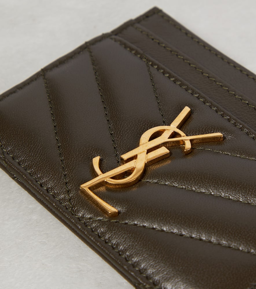 Saint Laurent Cassandre Matelassé Leather Card Holder In Green