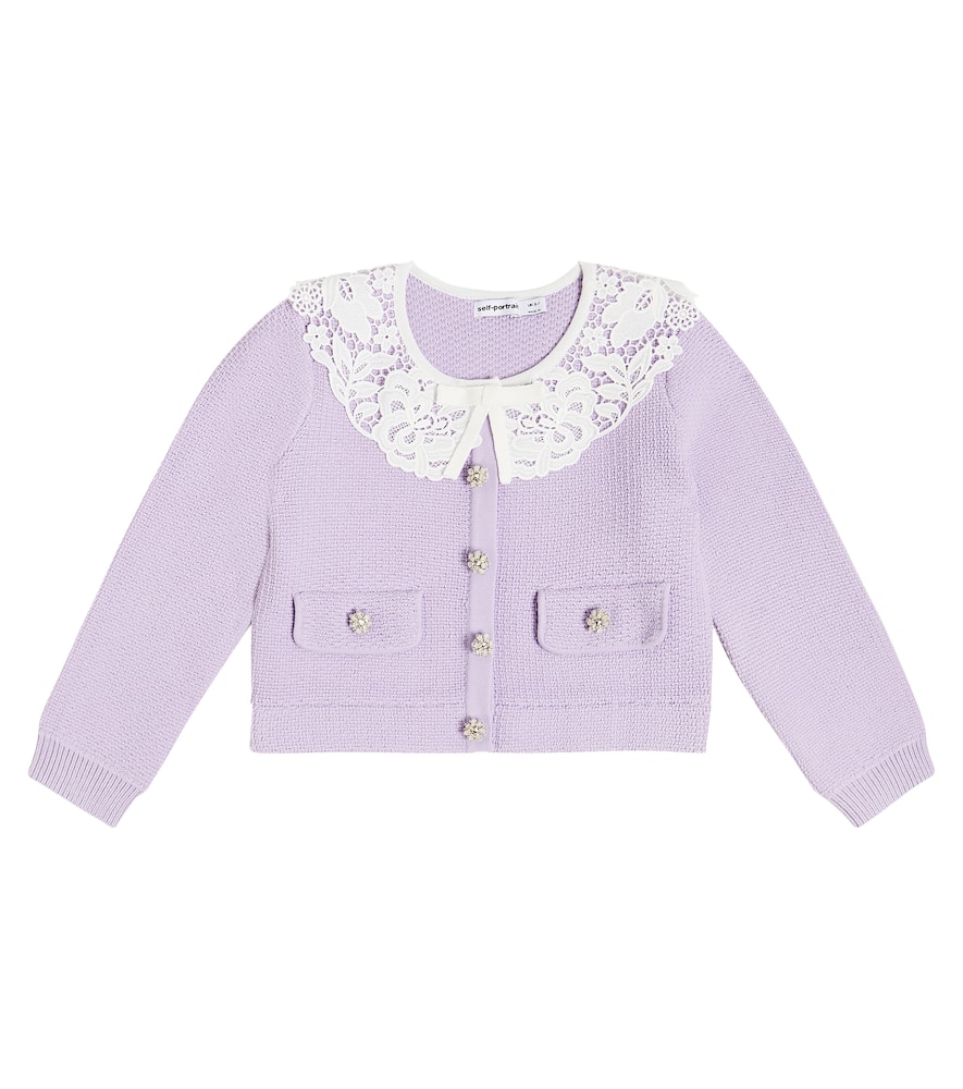 Self-Portrait Kids Lace-trimmed embellished cardigan