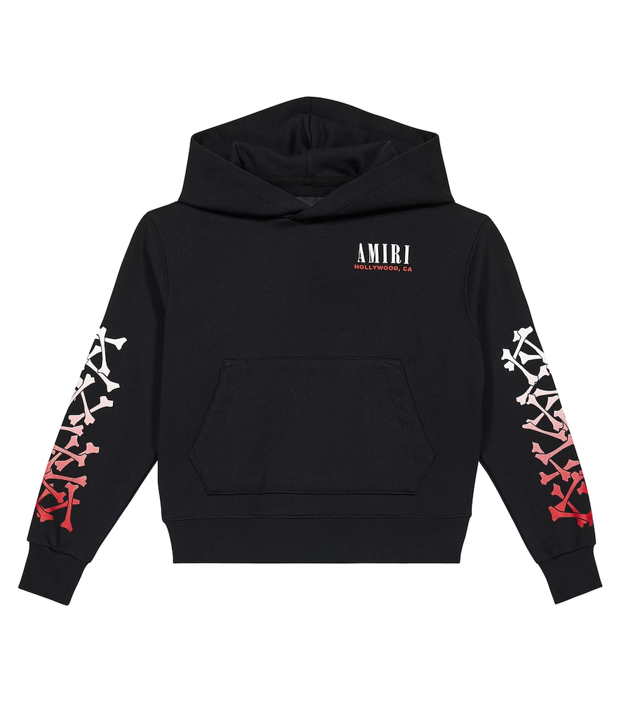 Amiri Black Sweatshirt For Kids With Bones Pritn And Logo In Black