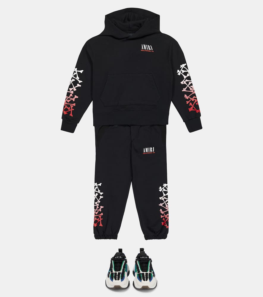 Amiri Black Sweatshirt For Kids With Bones Pritn And Logo In Black