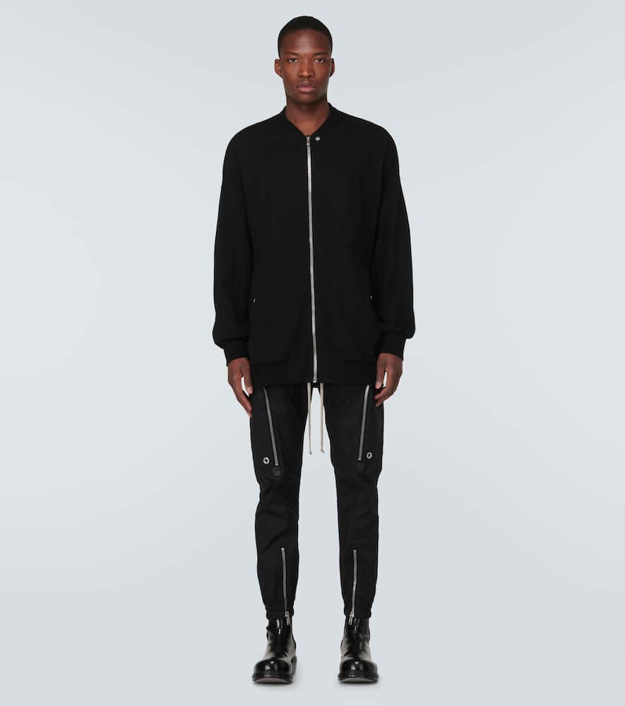 Rick Owens Jumbo Peter Flight Distressed Cotton Jacket In Black