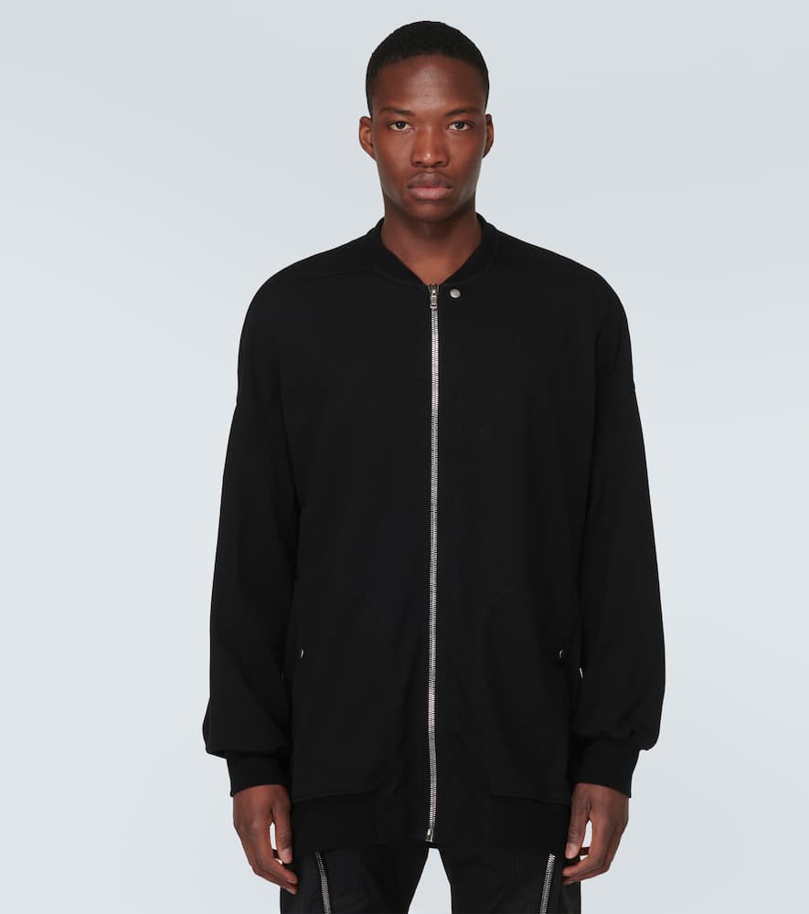 Shop Rick Owens Jumbo Peter Flight Distressed Cotton Jacket In Black