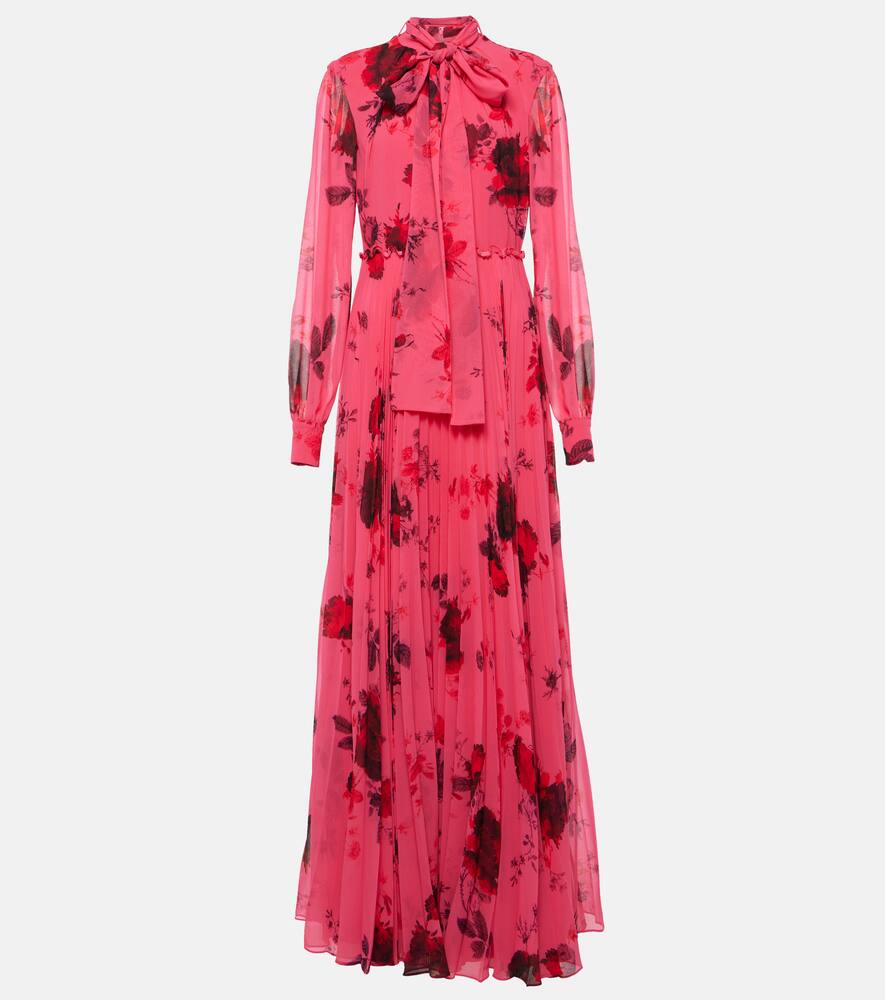 Erdem Floral tie-neck voile gown