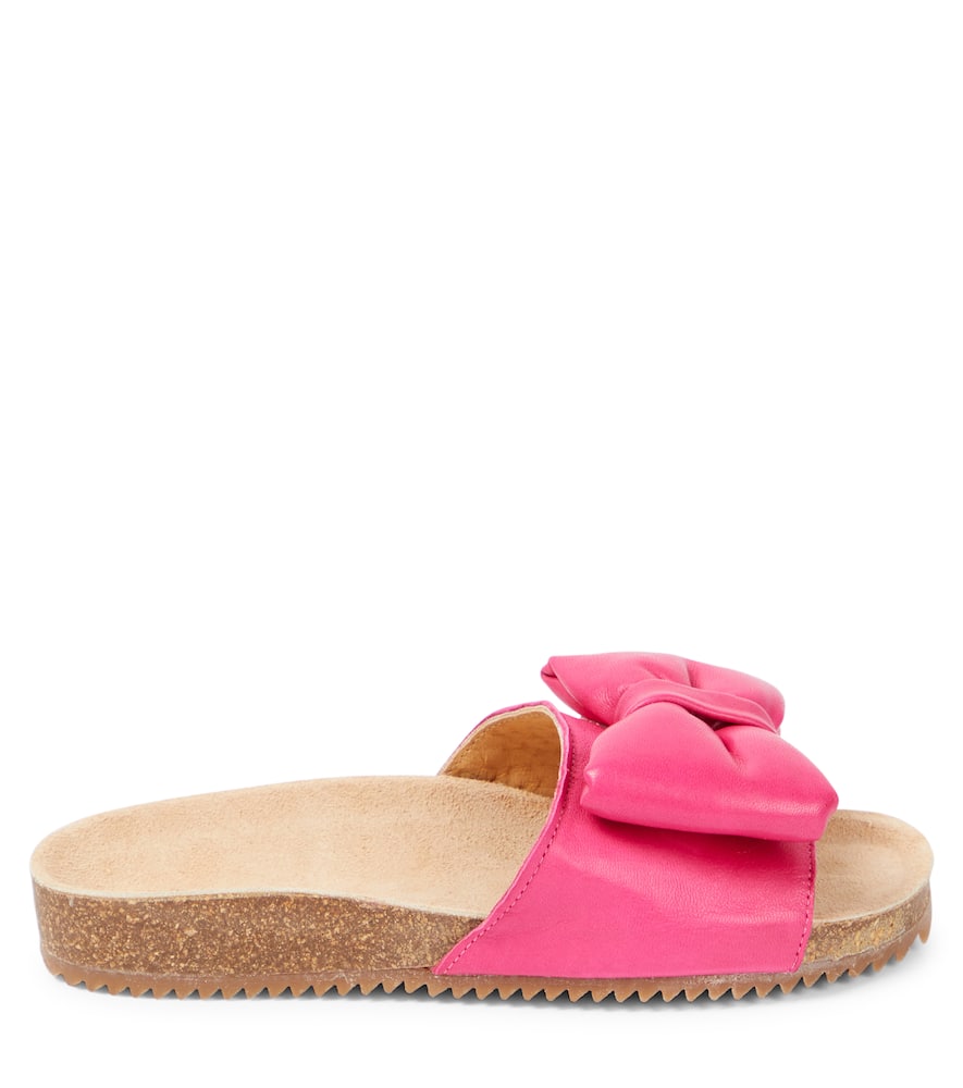 Pèpè Bow-detail Leather Slides In Pink