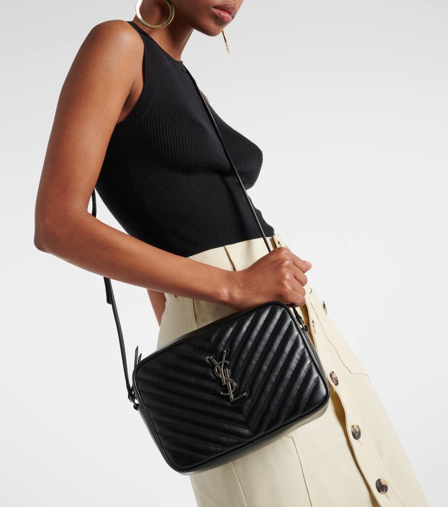 Saint Laurent Lou Camera Quilted Leather Shoulder Bag In Noir