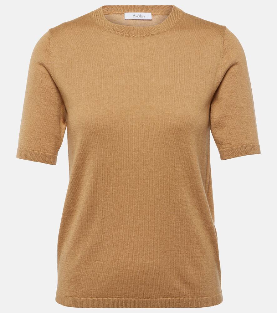 Max Mara Warren Silk And Cashmere Fine Knit Top In Brown