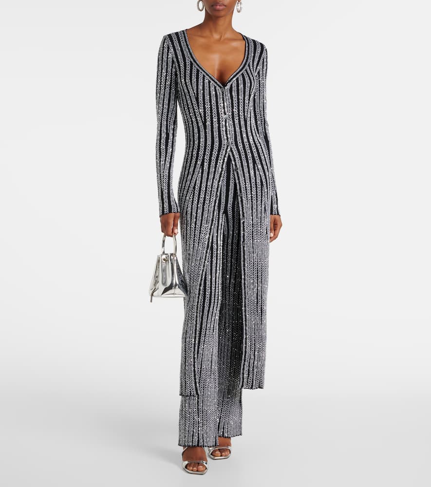 Missoni Striped Sequin-embellished Knitted Cardigan In Black