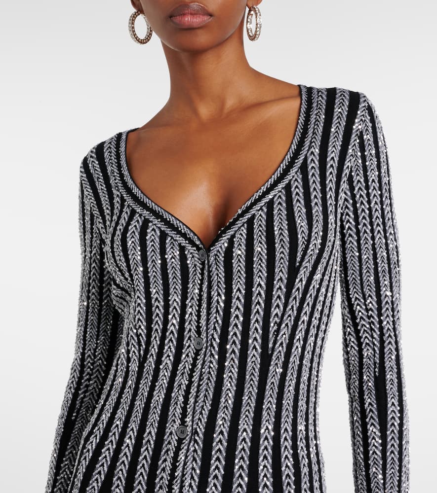 Missoni Striped Sequin-embellished Knitted Cardigan In Black