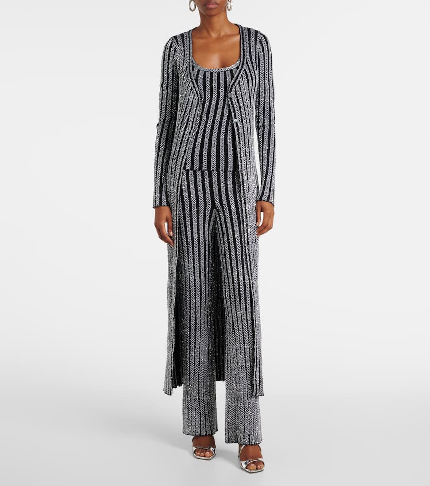 Missoni Striped Sequin-embellished Knitted Cardigan In Black