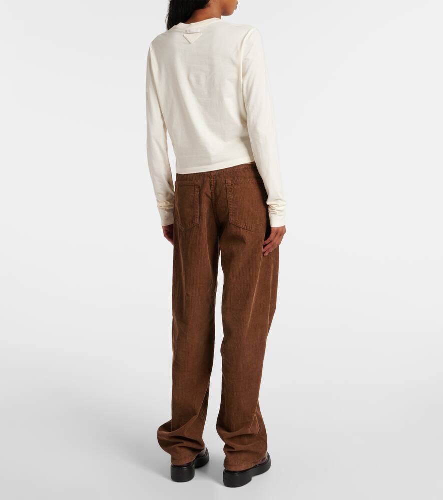 Prada Logo Cotton Jersey Top In Neutral