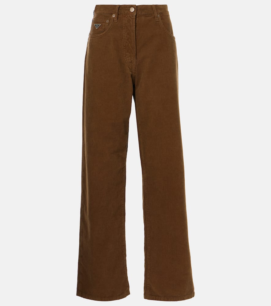 Cotton corduroy wide-leg pants